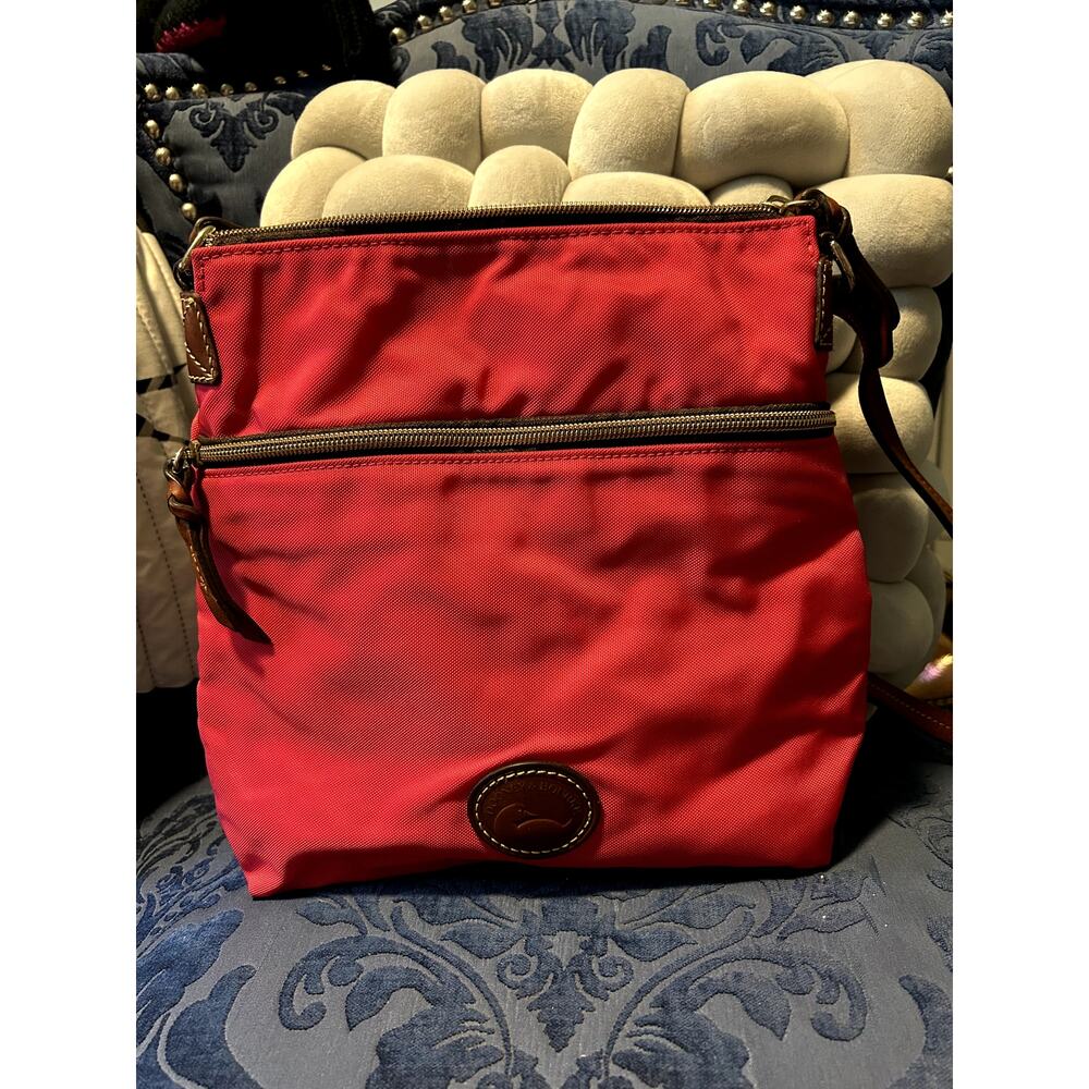 Dooney & Bourke Red Large Nylon Top Zip Crossbody